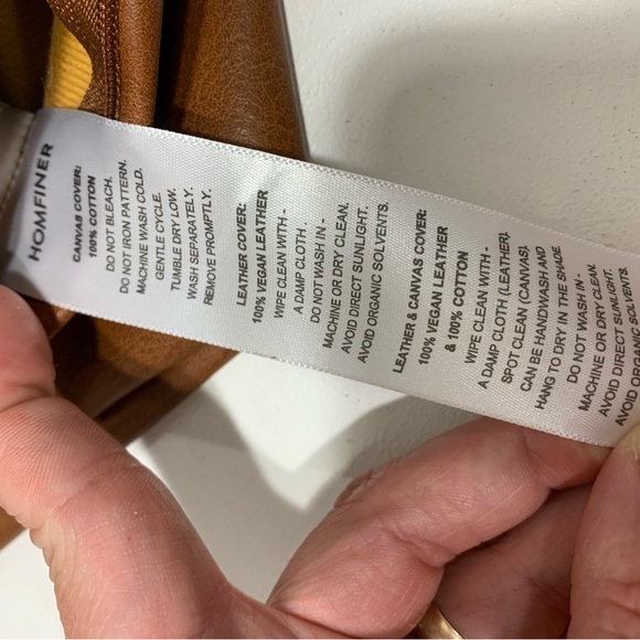 Vegan Leather Lumbar Accent Pillow Covers HomFiner set of two 12 x 20” - Picture 3 of 7